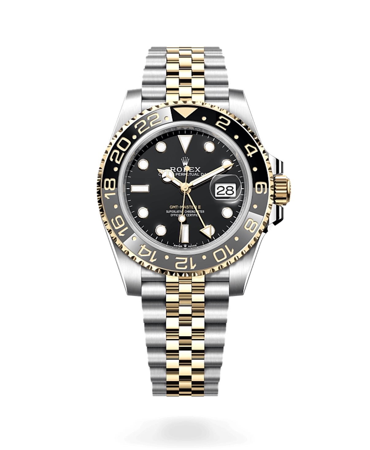 Rolex GMT-Master II Rolesor Or Jaune — Lunette Noire, Bracelet Jubilé